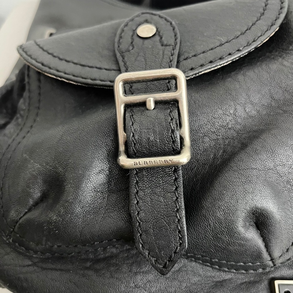 Burberry Black Leather Compton Hobo Convertible Large Shoulder Bag Purse READ - Picture 4 of 16